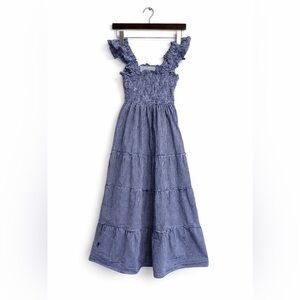 Hill House Blue Gingham Smocked Maxi Dress with Ruffle Straps
